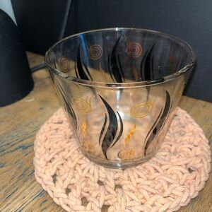 🖤VINTAGE ICE BUCKET – Black & Gold Flame Design – MCM 1960s